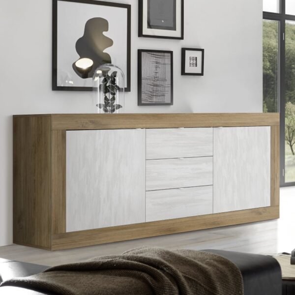 Taylor Wooden Sideboard 2 Doors 3 Drawers In Mercure And White