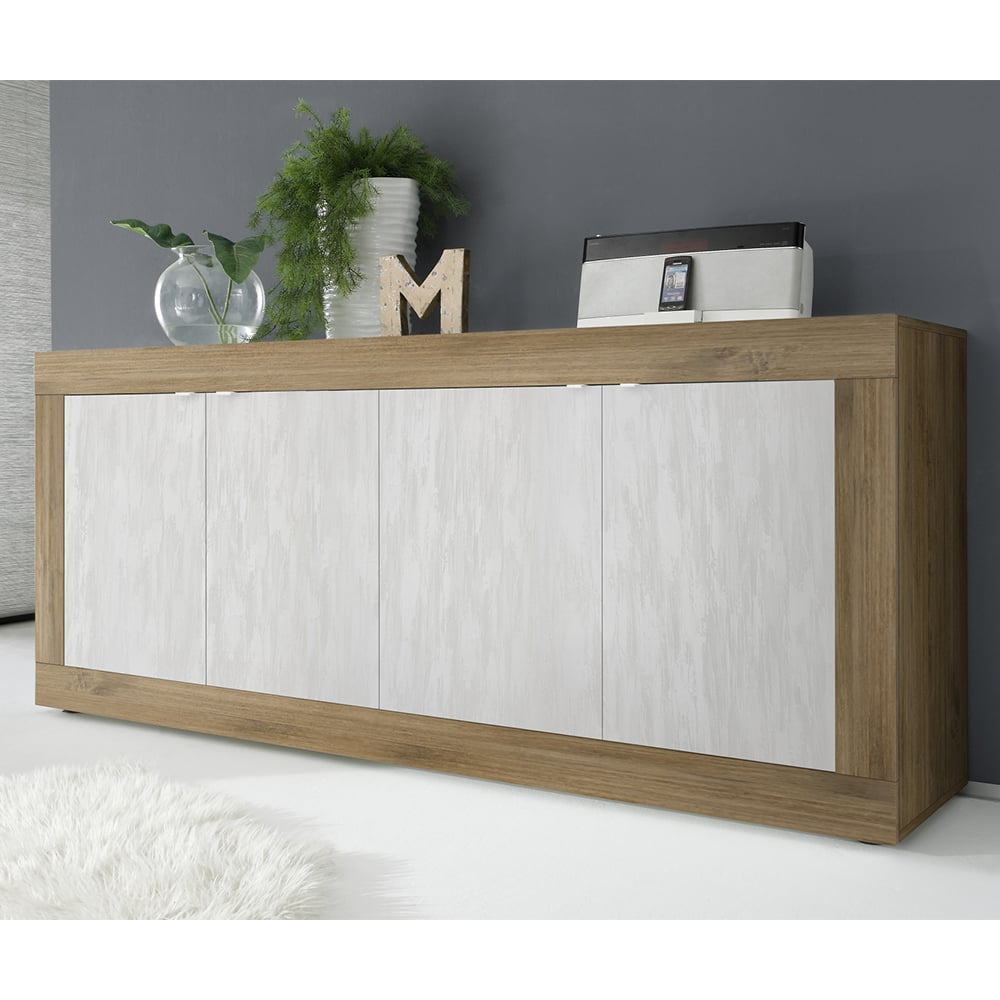 Taylor Wooden Sideboard With 4 Doors In Mercure And White