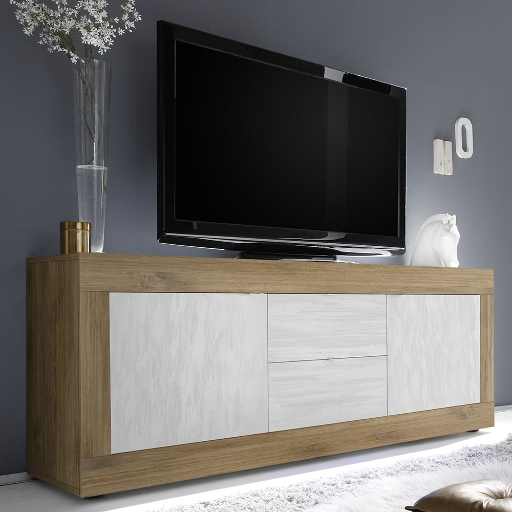 Taylor Wooden TV Sideboard 2 Doors 2 Drawers In Mercure And White