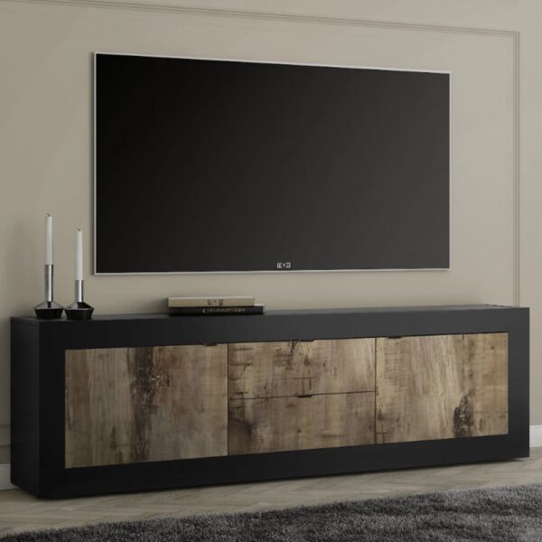 Taylor Wooden TV Sideboard With 2 Door 2 Drawer In Black And Pero