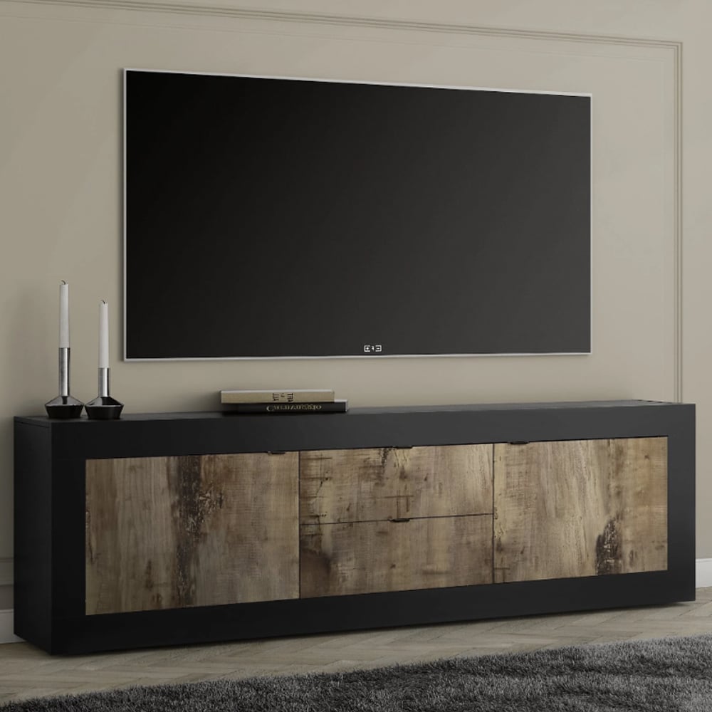 Taylor Wooden TV Sideboard With 2 Door 2 Drawer In Black And Pero