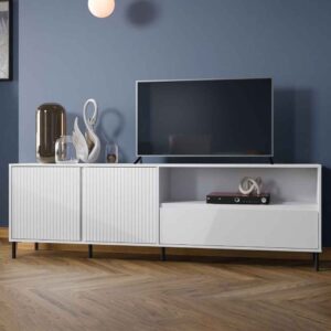 Arkley Large High Gloss TV Stand With 2 Doors In Alpine White