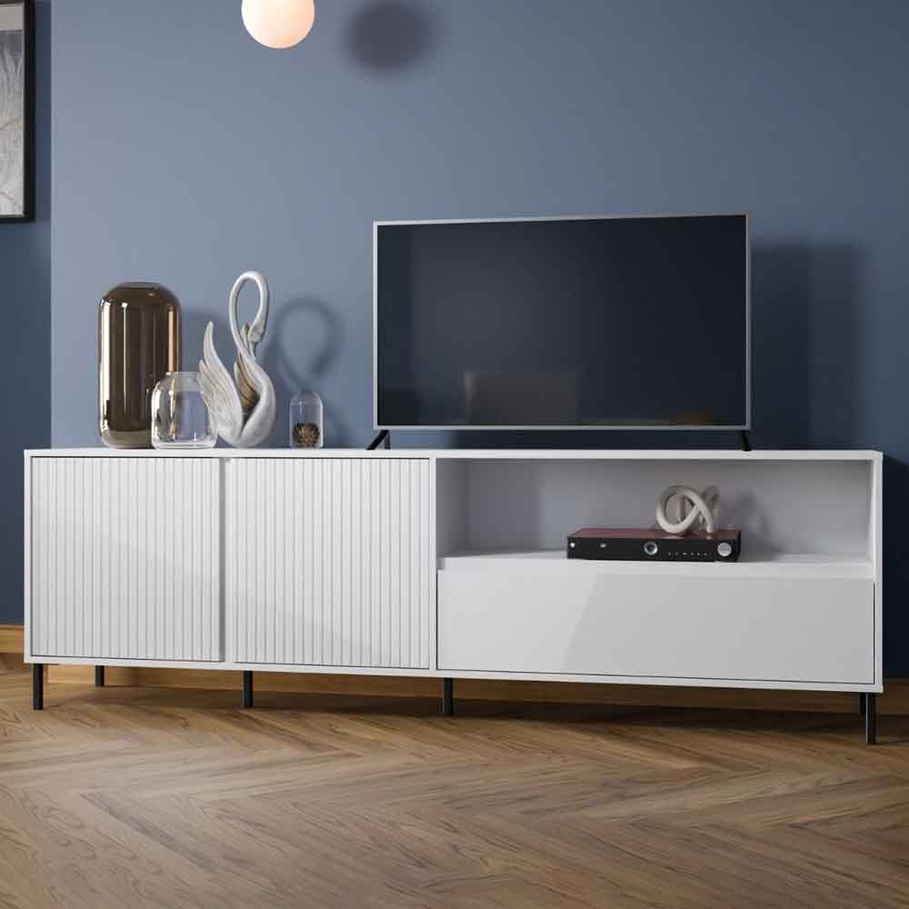Arkley Large High Gloss TV Stand With 2 Doors In Alpine White
