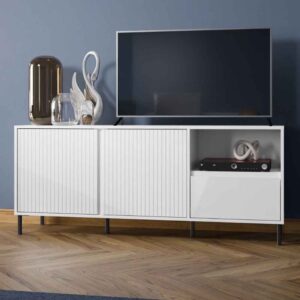 Arkley Small High Gloss TV Stand With 2 Doors In Alpine White